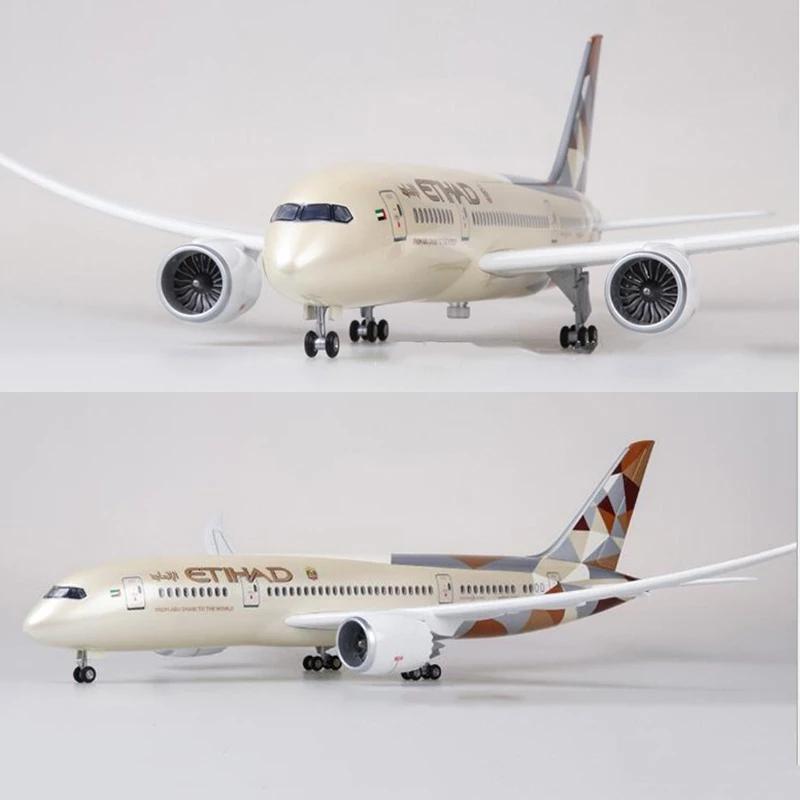 43СМ 1/130 Модель самолета B787 Dreamliner Авиакомпания Etihad Модель самолета Легкий самолет Подарки для взрослых Дисплей Домашний декор Аксессуары