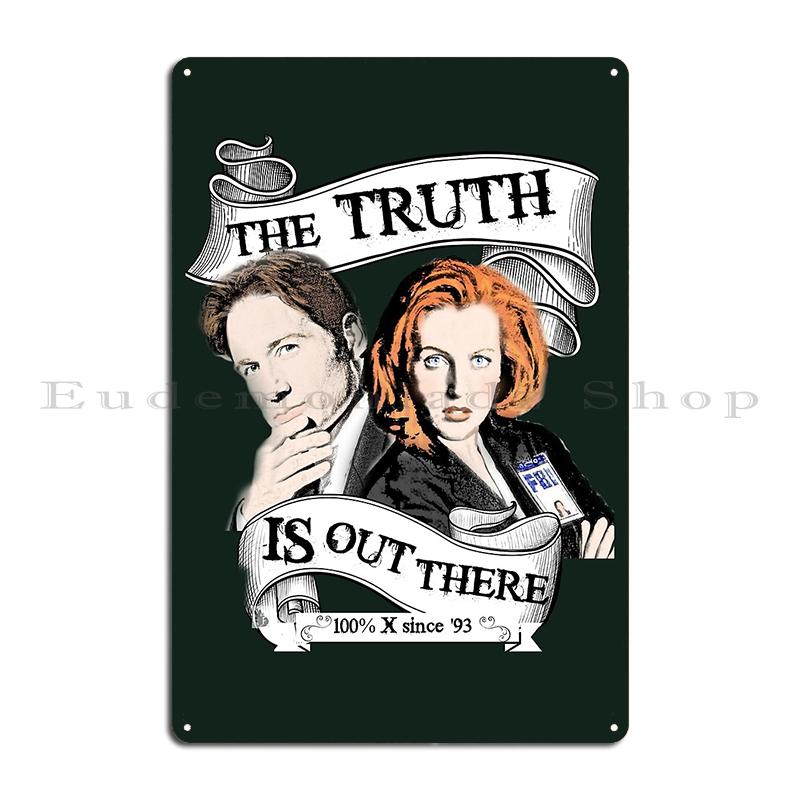 Металлическая жестяная табличка XFilesUFOVintageSign X Files - "Истина где-то рядом" Ретро дизайн с НЛО и инопланетянами, Декор для паба/ржавой стены