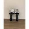 Summer New One-word Silver Half-slippers Women's Thick Heel Simple High-heeled Sandals Square Toe Cool Slippers