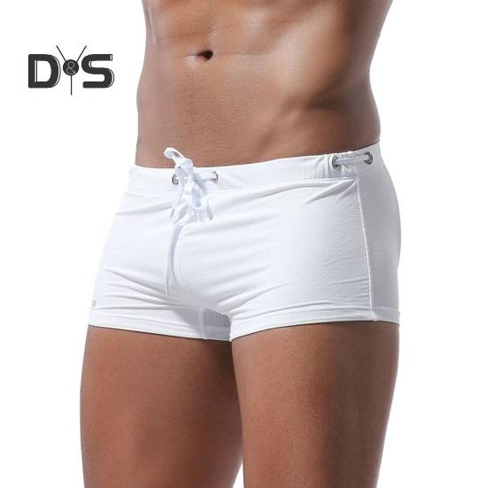 Летние мужские шорты для плавания с низкой посадкой, однотонные пляжные обтягивающие плавки с завязкой на талии, купальник, спортивные шорты для серфинга, плавки