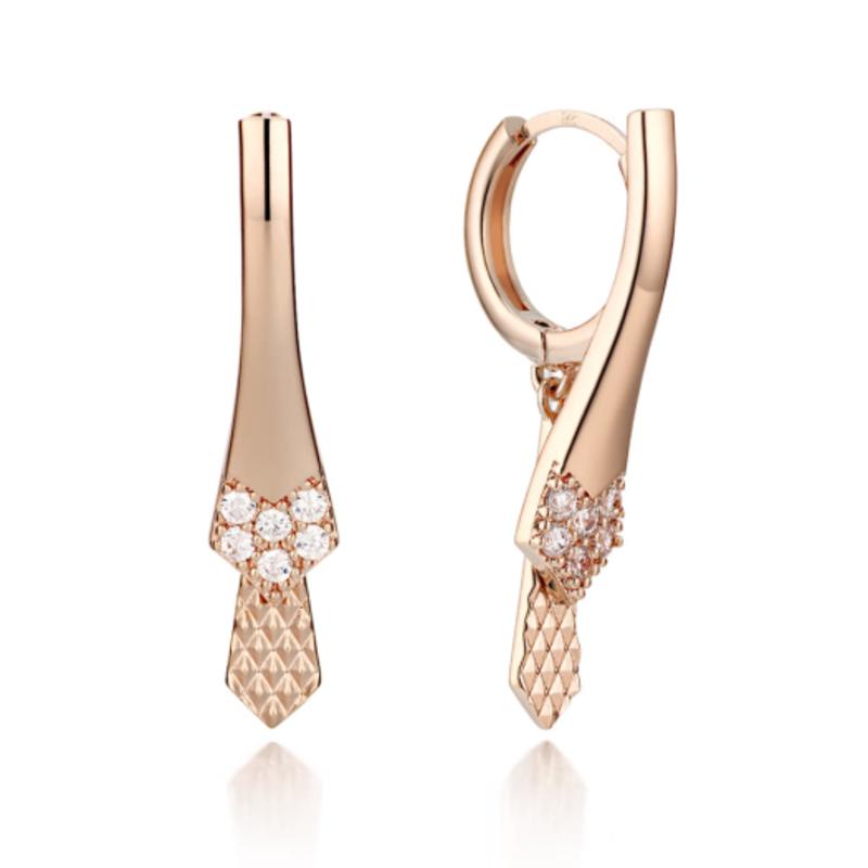 Серьги-клипсы 14K с кубическим цирконием от ELLE Jewelry (Золотая булавка) ELGPEE346