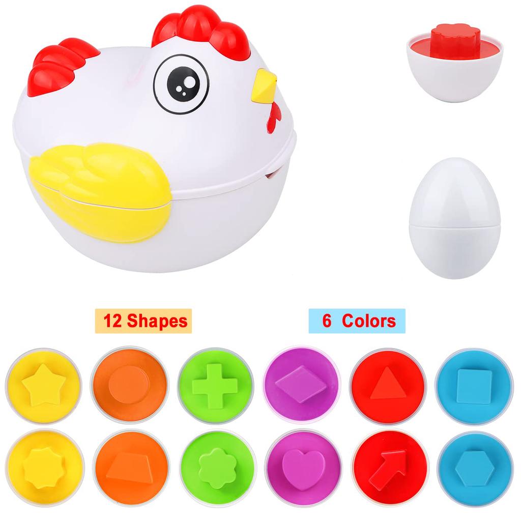 12 Matching Eggs Montessori Sensory Baby Toys Easter Eggs Chicken Colors Shapes Sorter Learning Educational Toy For Kids Gifts