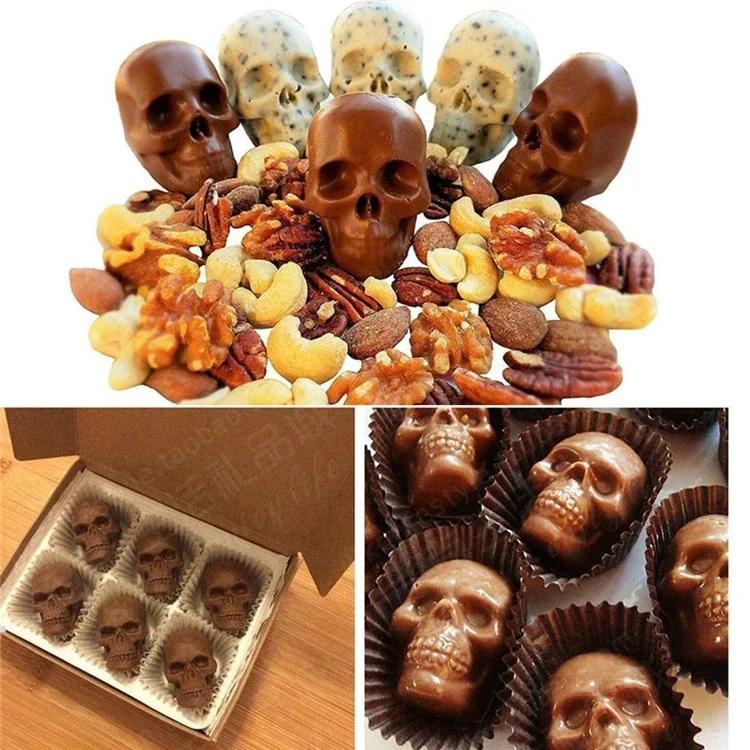 1pc-3D Skull Ice Cube Tray, Silicone Ice Maker Molds , 4 Cavity Ice Cube Tray for Ice Cream & Party