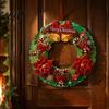 Classic Christmas Elements 3D Wreath Pendant with Hanging Rope Cartoon Garland Ornaments Holiday Decorations Lightweight Paper for Party Home