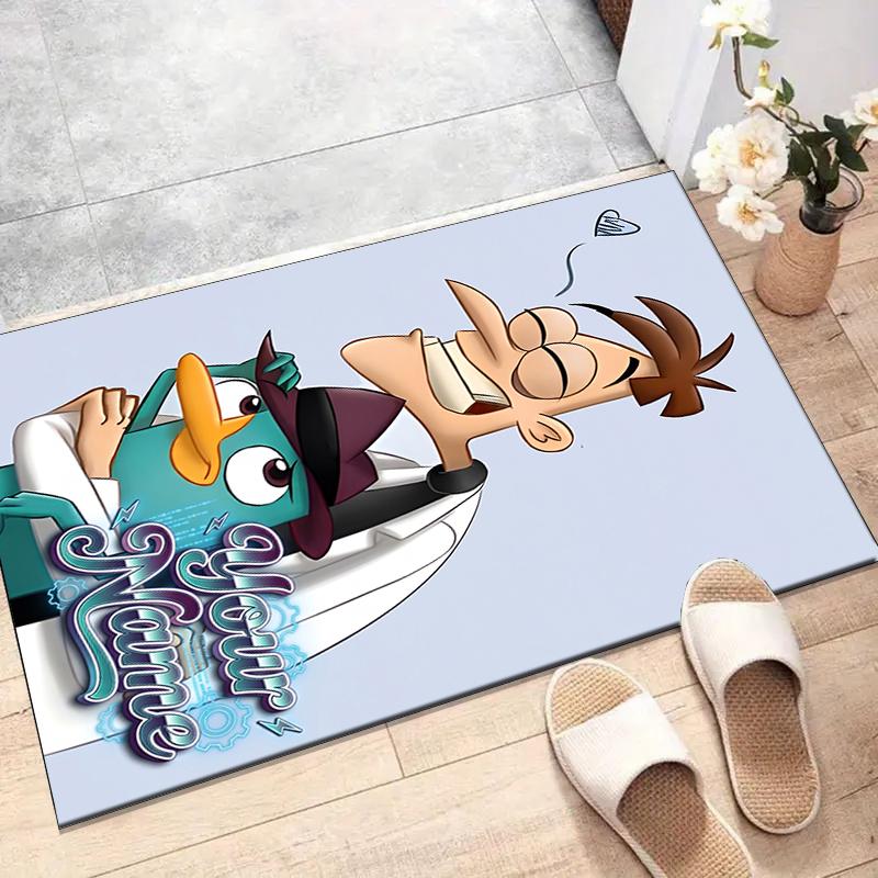 Phineas and Ferb Design Area Rug Personalized Name- Non-Slip, Soft & Cozy Floor Mat for Living Room, Office - Indoor/Outdoor Carpet