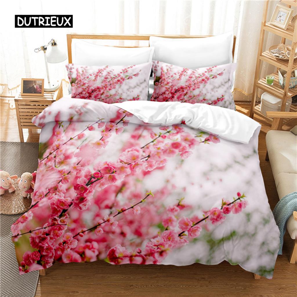 Pink Flower Bedding Collection Duvet Cover Collection 3D Bedding Digital Printing With Bed Linen Queen Size Bedding Collection Fashion Design