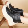 Женские спортивные туфли на платформе, повседневные черные кожаные ботильоны, обувь на танкетке, кроссовки с высоким верхом, увеличивающие рост