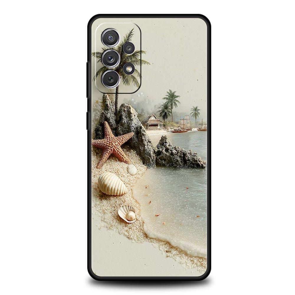Чехол для телефона с узором из морских ракушек и водорослей для Samsung Galaxy A55 A35 A15 A14 A13 A25 A54 A51 A71 A72 A73 A32 5G, мягкий ТПУ