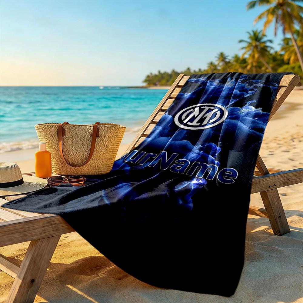 Inter Milan Personalized Text Beach Towel Quick-Dry Soft Microfiber Perfect for Traveling Yoga Camping and Swimming