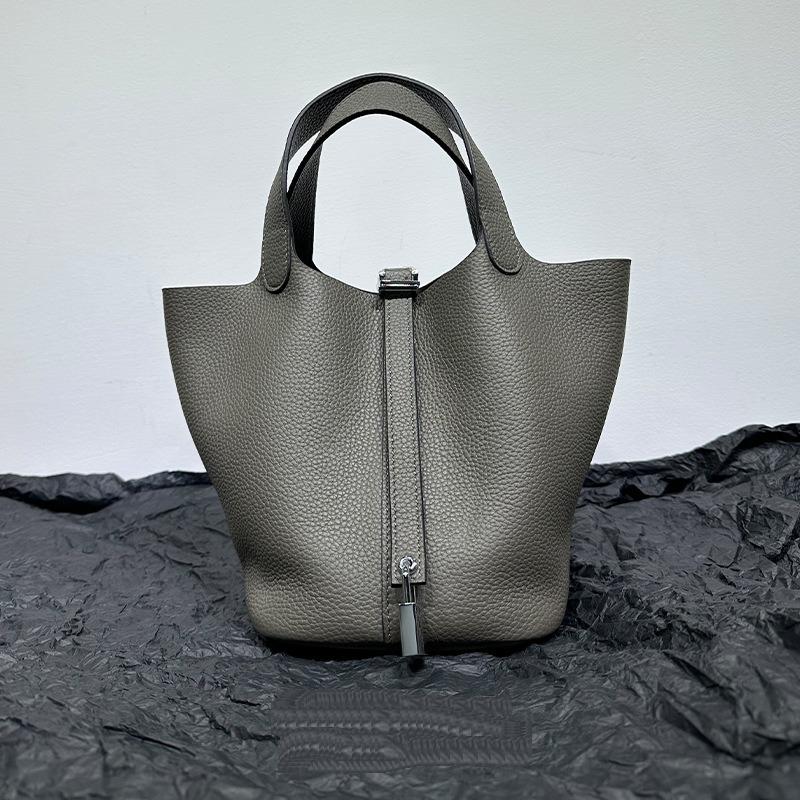 Новая женская сумка из натуральной кожи с корзиной для овощей и кожзаменителем Togo Leather Lychee Pattern Bucket Bag Bag