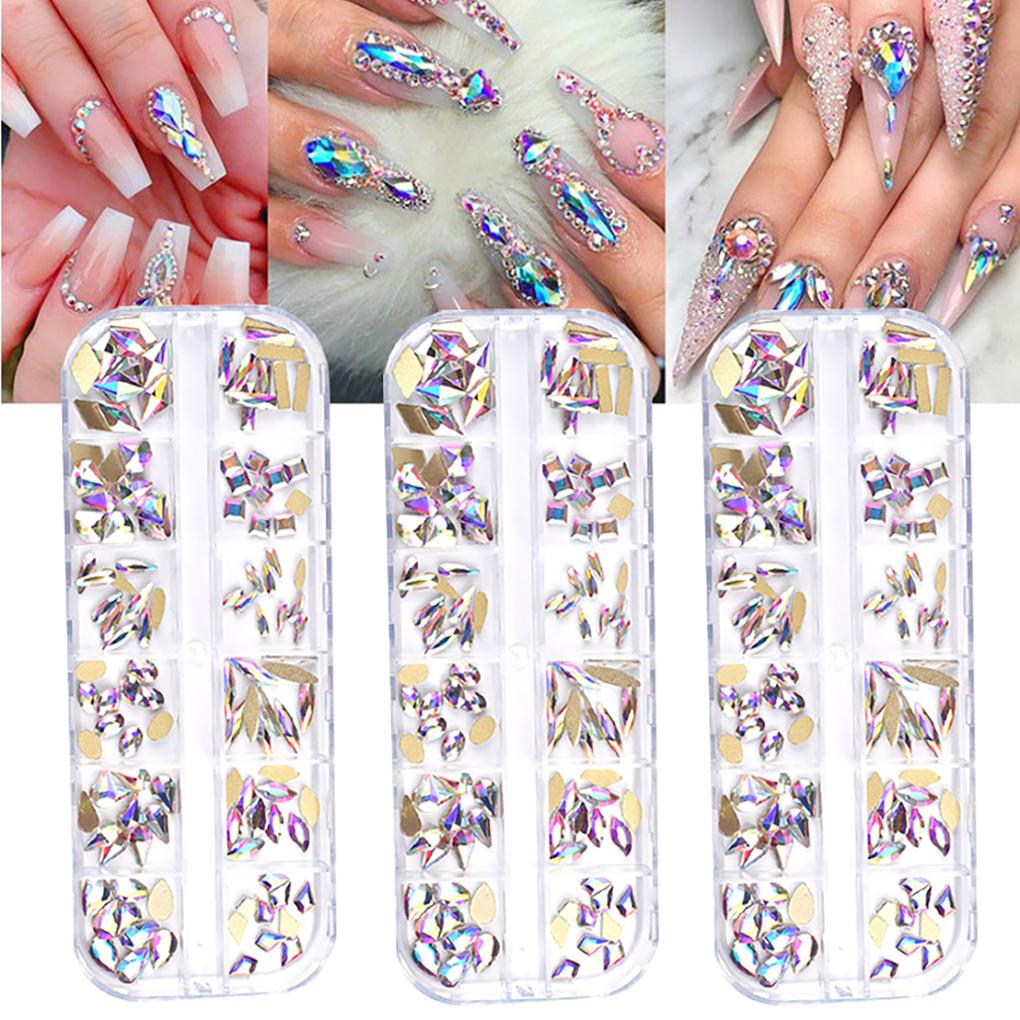 Неправильные круглые сверла коробка набор смешивание цветных стразов пинцет ручка для сбора DIY маникюрные художественные инструменты