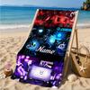 Custom Name Toilet Heart In Space Adventure Microfiber Beach Towel, Lightweight for Summer Travel, Swimming Pool Fan Gift