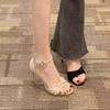 Fashion Fashion Women's Sandals Platform Party Pumps PU Thin Heels Summer Buckle Strap One Character Strip Women Luxury Shoes