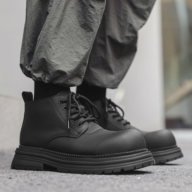 Черные мужские ботинки Martin 2024 года, новые британские ботинки на толстой подошве с увеличенным голенищем 22722-J