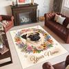 Pug Theme Crystal Velvet Floor Rug Personalized Custom Name Text Warm Carpet Home Decoration
