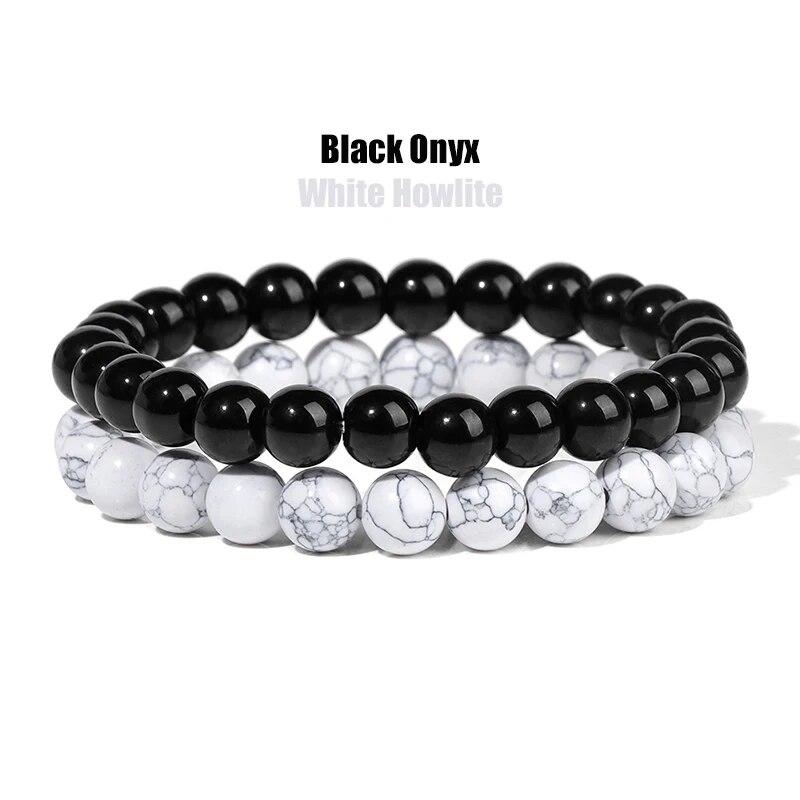 2 шт./компл. браслеты для женщин, набор браслетов из натурального камня, агаты, 8 мм, бисер, бирюзовый кристалл, браслет, мужские ювелирные изделия, исцеление