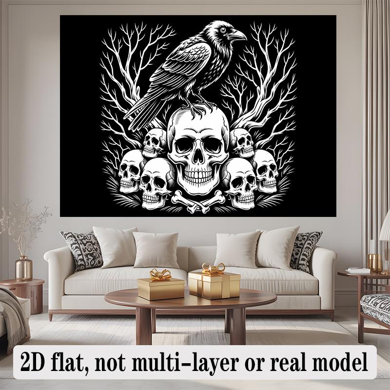 Party Backdrop Halloween Flat Banners Gothic Skull Celebrations Wedding Enthusiasts Event Backdrop Decoration Front Door Decor