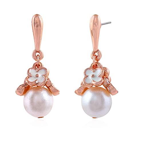 Подарки ко Дню святого Валентина девушке/жене: Estele 24-каратное розовое золото с покрытием из белой эмали и цветком, очаровательные серьги-подвески для девочек и женщин