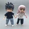 Fashion Doll Clothes T-shirt Cute Denim Trousers for 1/11 OB11/Obitsu11Dolls/1/12Bjd Doll