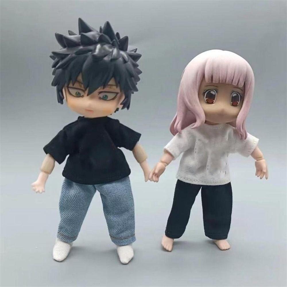 Fashion Doll Clothes T-shirt Cute Denim Trousers for 1/11 OB11/Obitsu11Dolls/1/12Bjd Doll