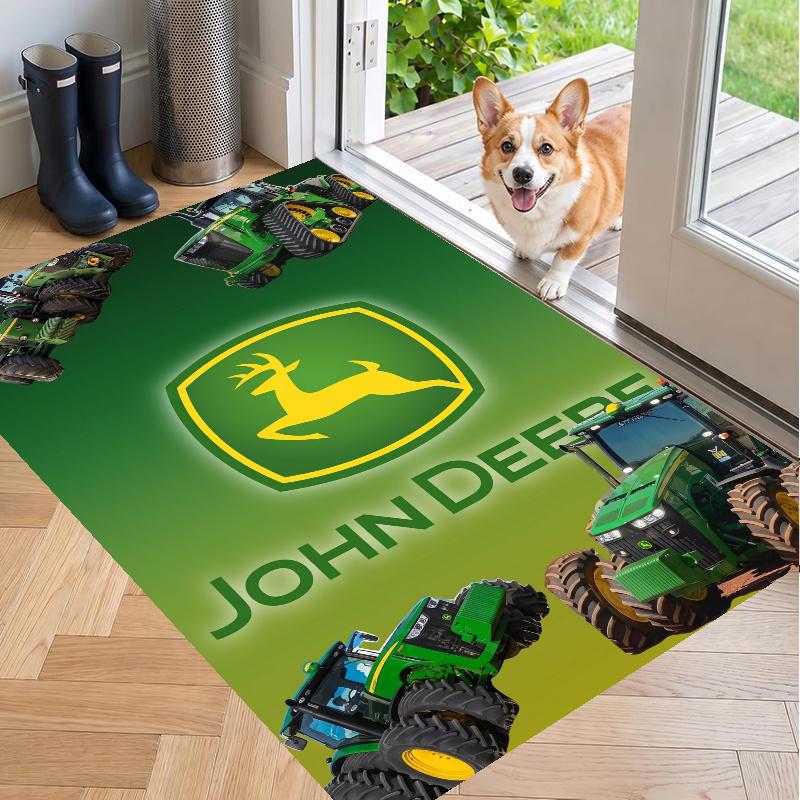 Crystal Velvet Rug with John Deere Design, Soft Non-Slip Floor Mat for Living Room Bedroom Decor