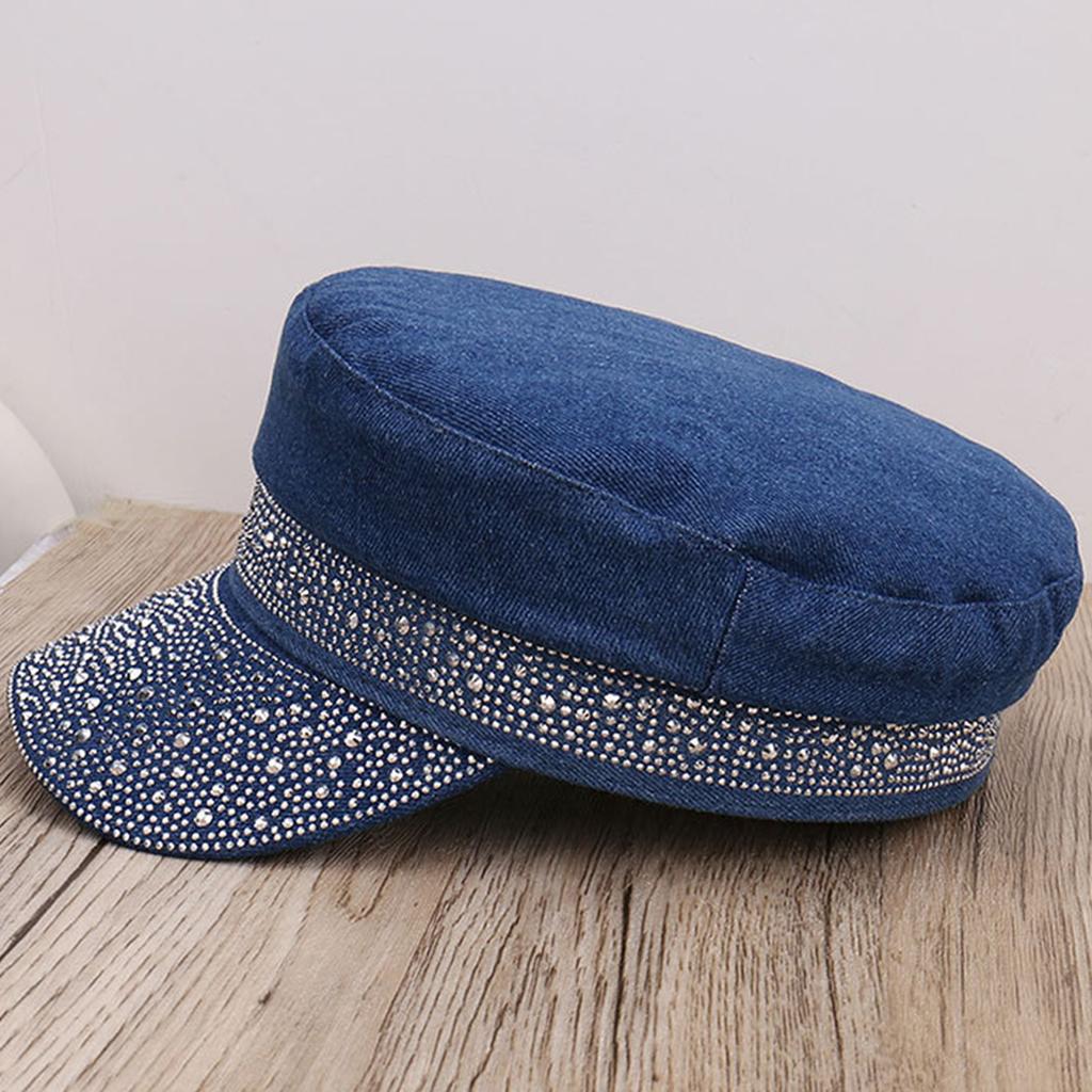 Женская бейсболка с плоским верхом, украшенная блестящими стразами, модная солнцезащитная шляпа для женщин, уличная повседневная шляпа в стиле берета, один размер