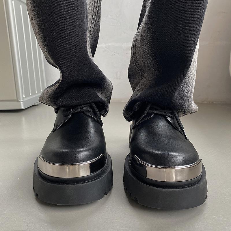 Роскошный оригинальный дизайн 2024 S/s Неделя моды Модель Подиумный стиль Кожаная обувь для мужской обуви Hombre Черная обувь с увеличением роста