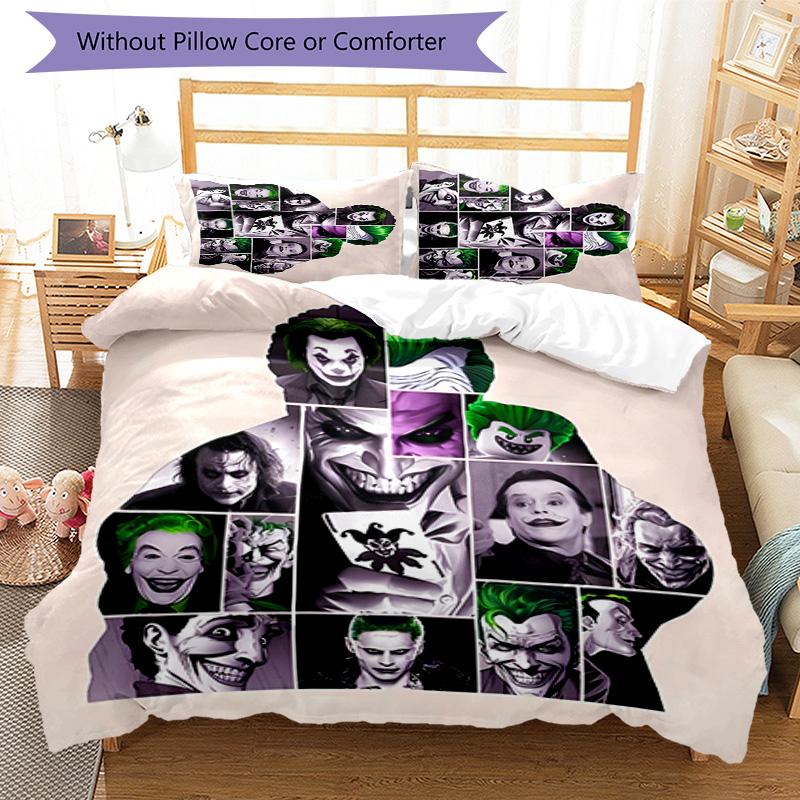 3pcs Joker pattern bedding set duvet cover set includes duvet cover &pillowcases, perfect all season bedroom decoration & gift