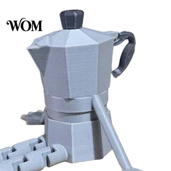 Dual-color Decorative Statue 3D Printed Articulated Coffee Cup Figure, Movable Joint Desk Statue, Cute Fine Texture Print Bean Ornament, Creative