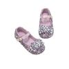Girls Crystal Slip-On Shoes Soft Bottom Rhinestone Princess Flats Spring Autumn New Style Kids Lightweight Sweet Leather Shoes