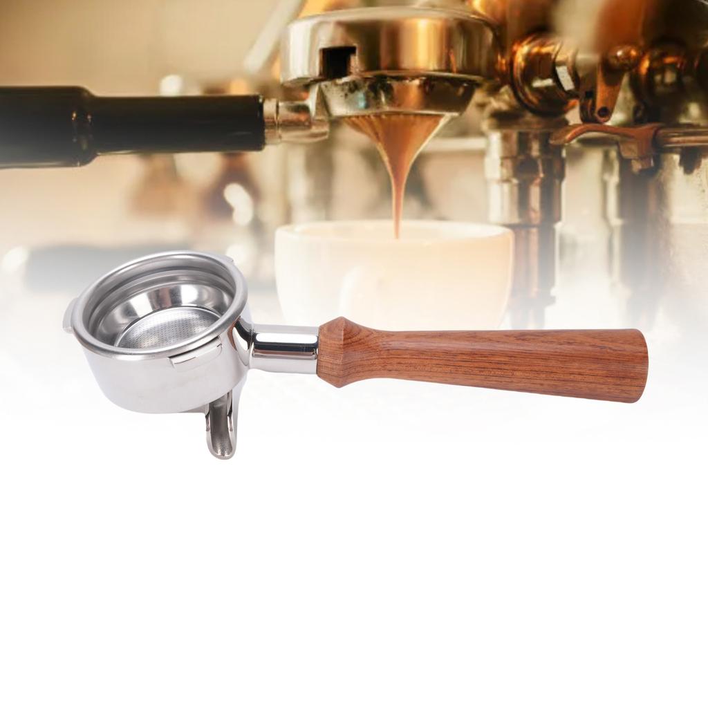 Портафильтр 58 мм с двойным носиком, портафильтр для кофемашины из нержавеющей стали с деревянной ручкой для замены