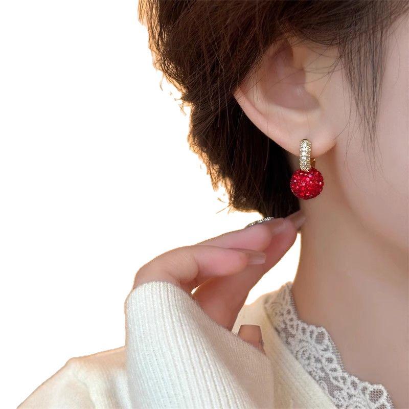 Unique Designed Full Rhinestone Ball Earrings For Women Fashion Sparkling Ears Accessories Jewelry Girls Gifts Party Casual Wear