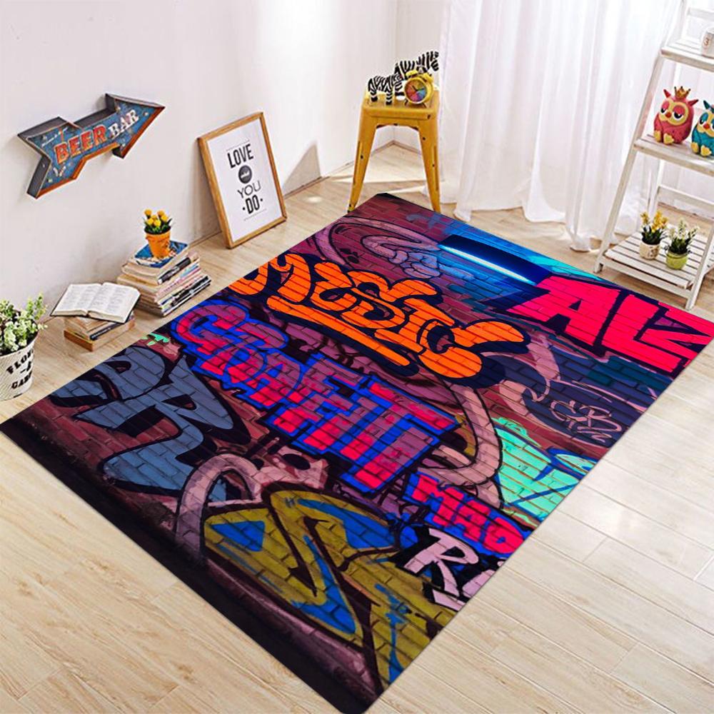 Colorful Graffiti Street Style Floor Mat with Multiple Options for Living Room Kitchen Carpet Anti Slip Modern Decoration Gifts