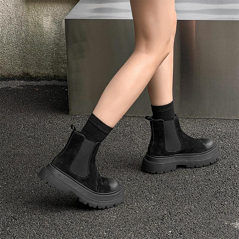 Ботинки челси мужские на платформе ботинки Martin средние короткие ботинки высокие кожаные ботинки увеличивающие внутреннюю высоту мужские ботинки 44161-X