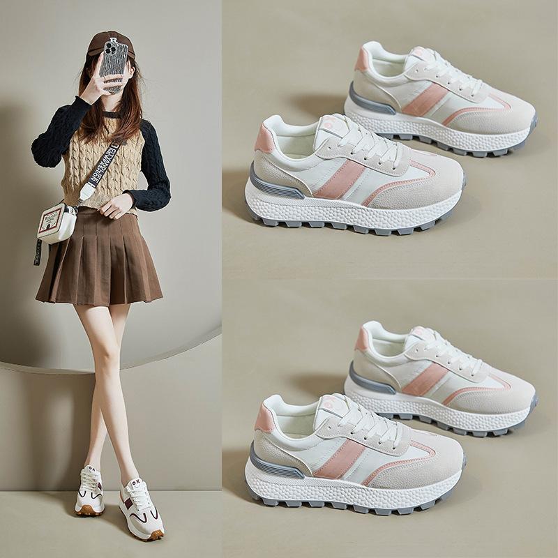 Women's Lightweight Running Shoes Fashion Anti-slip Lace-Up Faux Leather Sneakers Casual Walking Tennis Athletic Workout Gym Jogging Shoes for Women