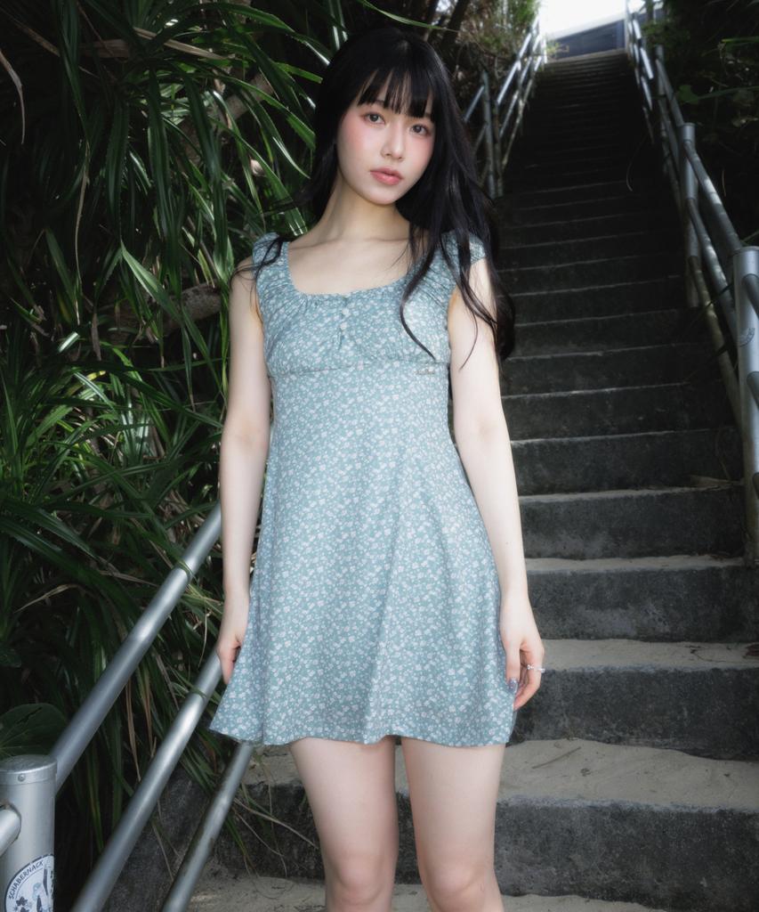 Rose Franz Flower Garden Mini Dress [Green]