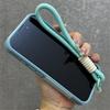 Luxury Solid Color Lanyard Soft Phone Case For iPhone 16 15 14 13 12 11 XS Pro Max Plus XR Camera Protection Shockproof Cover