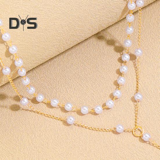 Золотое ожерелье из искусственного жемчуга для женщин, двухслойный чокер-цепочка из искусственного жемчуга, для подарков на день рождения, свадьбу, годовщину