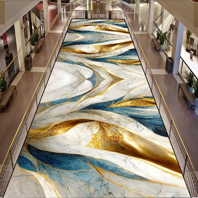 Роскошный мраморный ковер для коридора, золотой абстрактный декор, коврик-дорожка для холла отеля, нескользящие напольные коврики для домашнего прохода