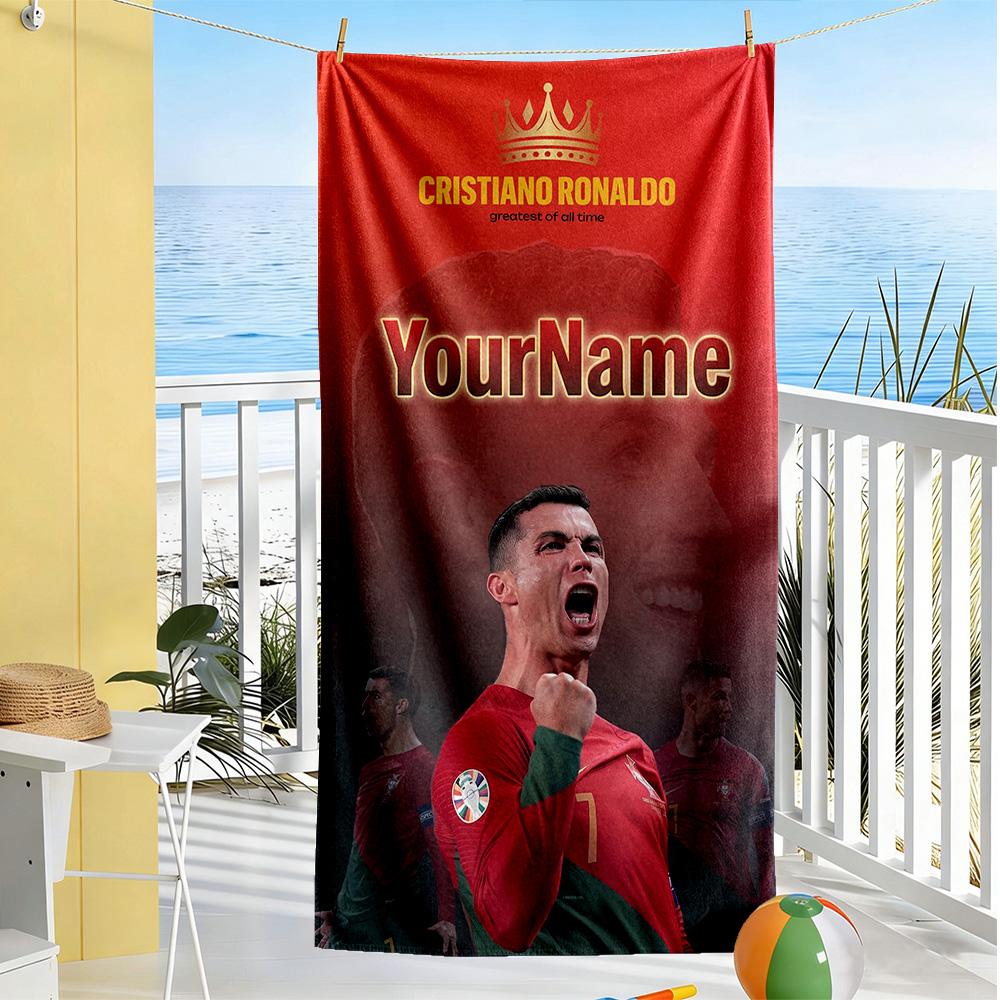 Cristiano Ronaldo Personalized Name Beach Towel Super Soft Microfiber Quickdry Fabric Suitable for Sports Travel Swimming Yoga Bathroom Beach And Pool