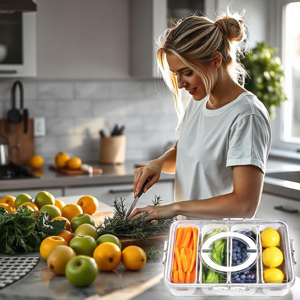 Трансграничный ящик для хранения стока: Портативный герметичный пищевой контейнер с несколькими отделениями для холодильника и кухни.