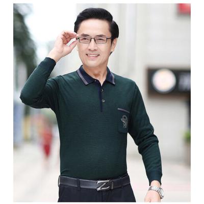 Футболка с длинными рукавами для мужчин среднего возраста и пожилых людей, свободная одежда больших размеров для пап на весну, тонкий топ для мужчин среднего возраста на весну и осень, одежда для дедушки