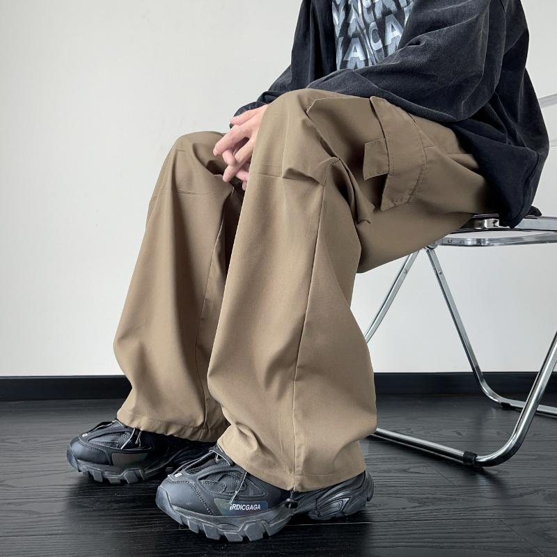 Уличная одежда 2024, весна-лето, повседневные мужские брюки, однотонные легкие брюки-карго в стиле Харадзюку, модные прямые мужские брюки