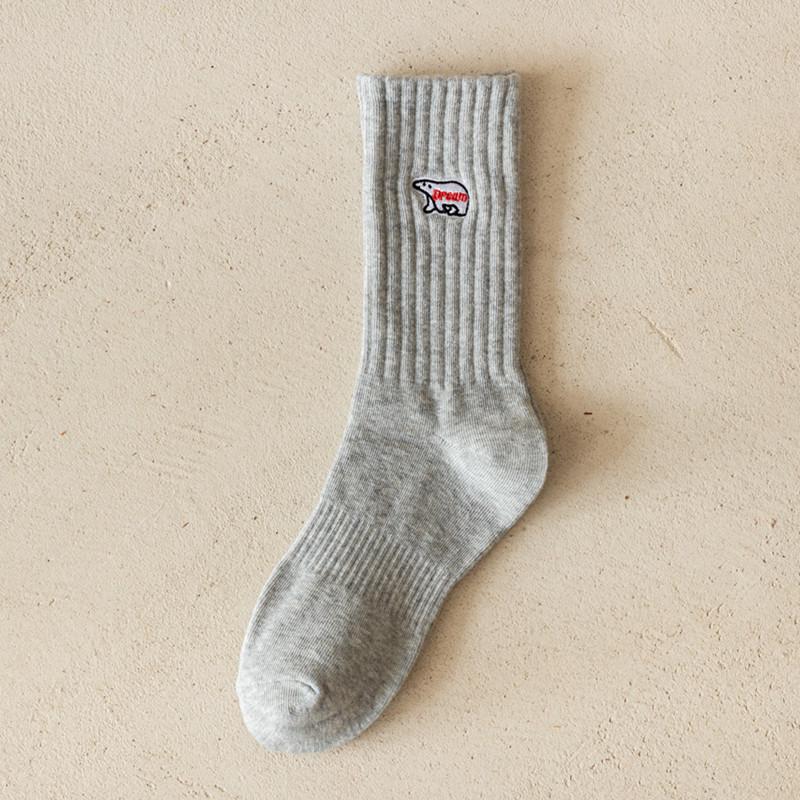 Мужские хлопковые носки до середины икры с вышивкой в виде сердца: Корейский стиль, Модный хип-хоп, Дышащий, Черно-белый для осени и зимы