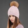 Women Double Layer Knitted Hats Winter Warm Beanies Wool Hat With Pompom Natural Fur Raccoon Fashion Female Cap