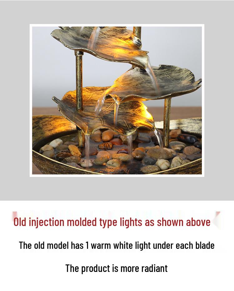 LED Lotus Leaf Water Fountain Ornament with Night Light for Home Décor