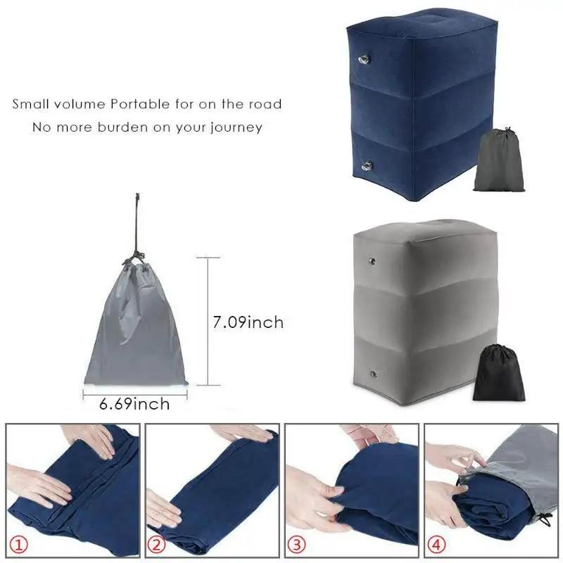 PVC Kids Flight Sleeping Footrest Pillow Resting Pillow On Airplane Car Bus Pillow 3Layers Inflatable Travel Foot Rest Foot Pad
