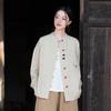 Johnature Women Chinese Style Shirts Tops Button Long Sleeve Autumn Blouses Patchwork Vintage Stand Shirts