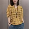 Spring Knitted Women's V-neck Loose Belly Concealed Hollow Sweater Fashionable and Versatile Temperament Long Sleeved Top Trendy