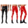 Men's Faux Leather Shiny Tights Skinny Motorcycle Biker Pants PVC Long Trousers